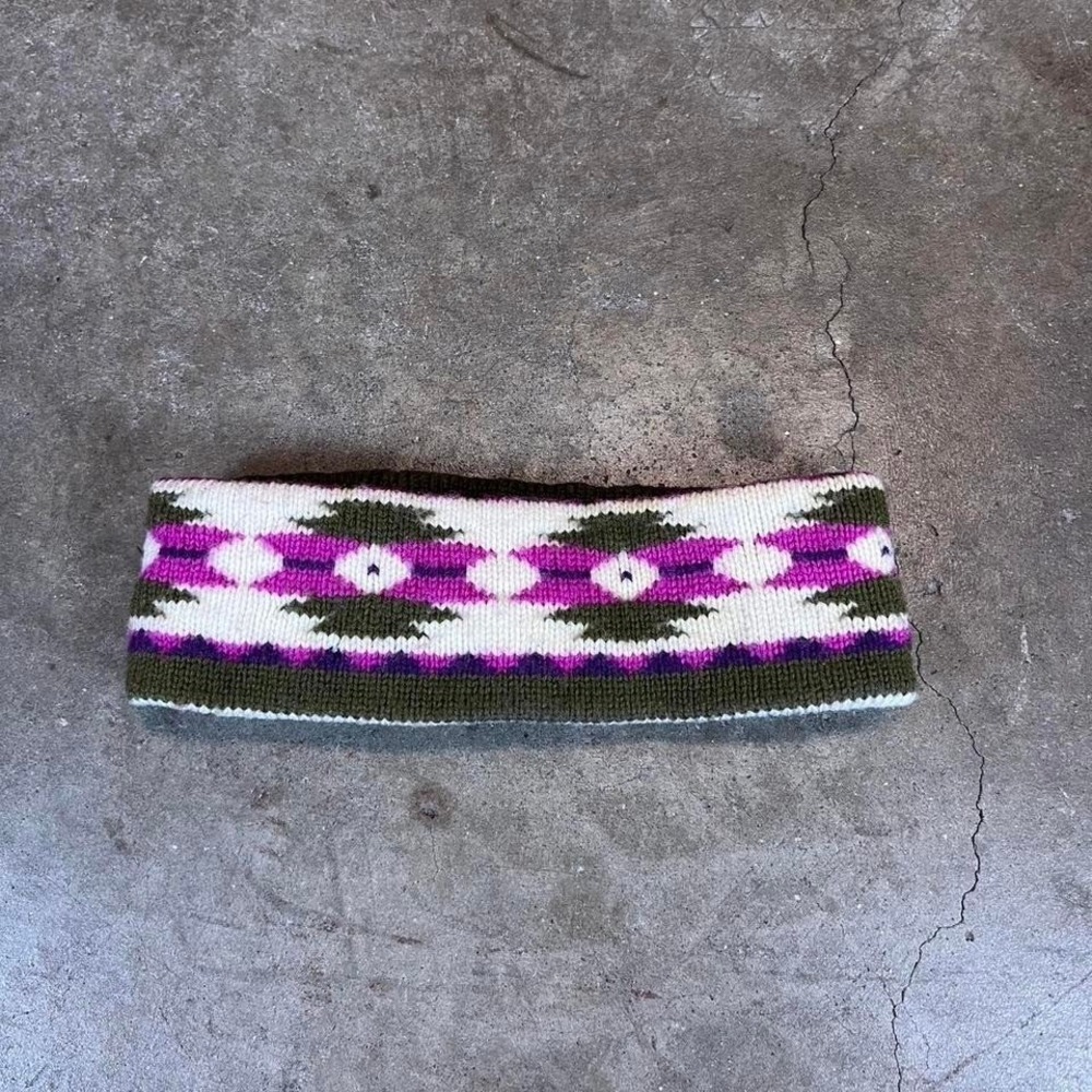 Mountain Ladies of Vermont Wool Knit Headband Ear Warmer Southwestern Purple